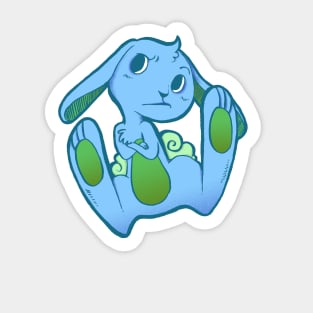 Fussy Bunny in Blue on Blue Sticker